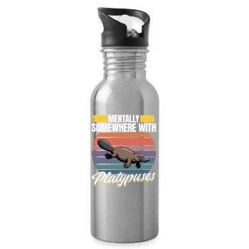 Esthétique amusante Kawaii Platypus - Gourde avec paille intégrée - argent clair - Droite
