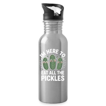 Gurken Im Here To Eat All The Pickles - Trinkflasche mit integriertem Trinkhalm - Lightsilver - Rechts