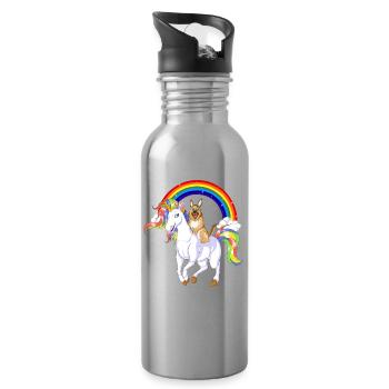 German Shepherd Unicorn - Water bottle with straw - silver - Right