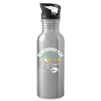 My Retirement Plan: Fishing in the Boat - Water bottle with straw - silver - Right