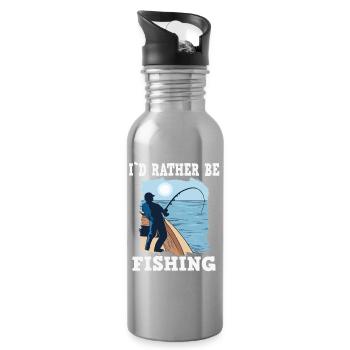 Préférer le motif de la pêche en bord de mer - Gourde avec paille intégrée - argent clair - Droite