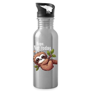 Sloth Lazy Day Nope Not Today - Water bottle with straw - silver - Right