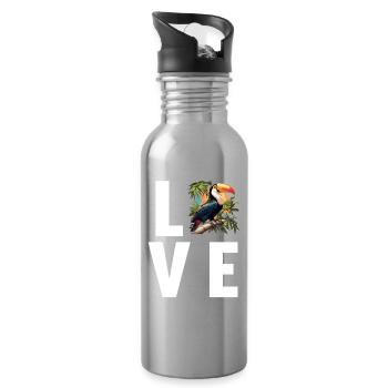 Toucans Toucan - Water bottle with straw - silver - Right