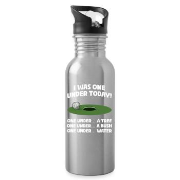 I was one under today! Golfer Golf Golfing - Water bottle with straw - silver - Right