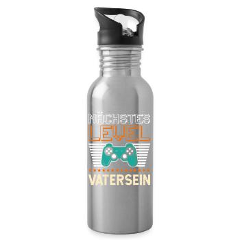 Gamer Dad NEXT LEVEL DAD Fun - Water bottle with straw - silver - Right