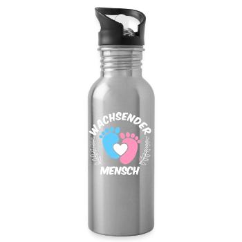 Expectant mother GROWING HUMAN Funny - Water bottle with straw - silver - Right