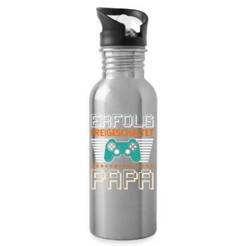 Gambler Dad ACHIEVEMENT UNLOCKED Funny - Water bottle with straw - silver - Right