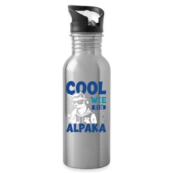 Éventail d’alpaga COOL COMME UN LAMA D’ALPAGA Drôle - Gourde avec paille intégrée - argent clair - Droite