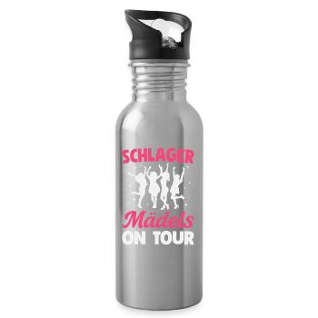 Schlager Mädels on Tour Schlagerparty Mädelsabend - Trinkflasche mit integriertem Trinkhalm - Lightsilver - Rechts