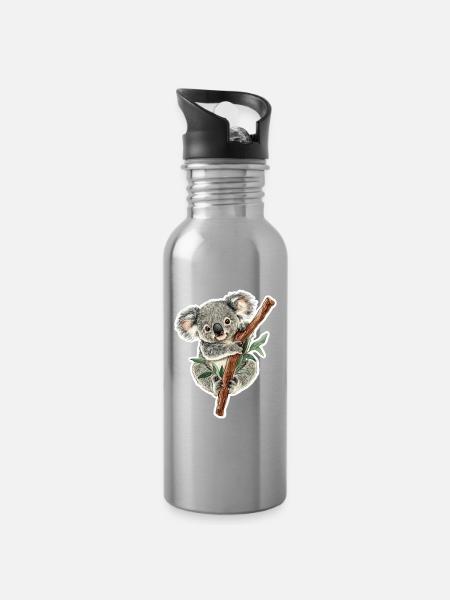Koala - Trinkflasche mit integriertem Trinkhalm - Lightsilver