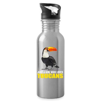 Toucans Toucan - Water bottle with straw - silver - Right