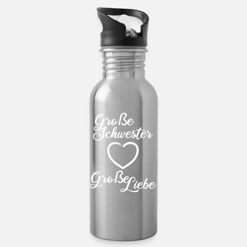 Große Schwester Große Liebe - Trinkflasche mit integriertem Trinkhalm - Lightsilver