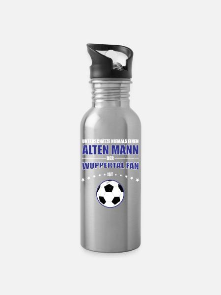 Alter Mann - Wuppertal Fan | Retro Vintage Design - Trinkflasche mit integriertem Trinkhalm - Lightsilver