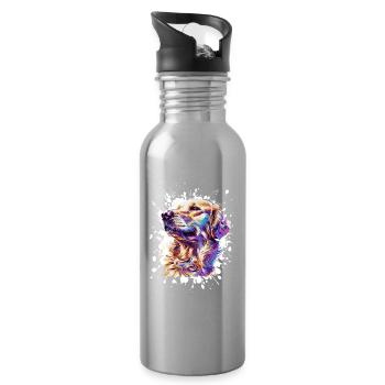 Farbiges Hundeporträt Spritzer - Trinkflasche mit integriertem Trinkhalm - Lightsilver - Rechts