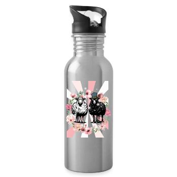 Retro Frühling Schafe Ostern Kinder - Trinkflasche mit integriertem Trinkhalm - Lightsilver - Rechts