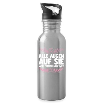 Bachelor Party Team Bride Hen Party - Water bottle with straw - silver - Right