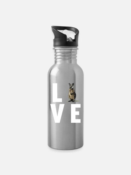 Wallabys Wallaby - Trinkflasche mit integriertem Trinkhalm - Lightsilver