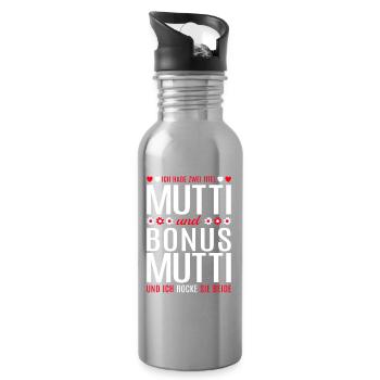 Mama Mutti Mutter Bonus Mama Muttertag Geschenk - Trinkflasche mit integriertem Trinkhalm - Lightsilver - Rechts