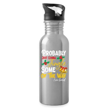 Funny Christmas Design Jingle Some Of The Way - Water bottle with straw - silver - Right