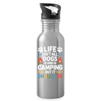 Camping Saying Dogs Funny Camping Gift - Water bottle with straw - silver - Right