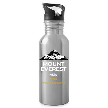 Mount Everest Hoodie T-Shirt Outdoor merch - Water bottle with straw - silver - Right