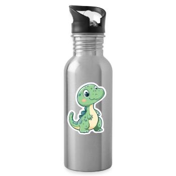 Dinosaure - Gourde avec paille intégrée - argent clair - Droite