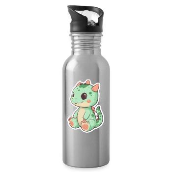 Dinosaure - Gourde avec paille intégrée - argent clair - Droite