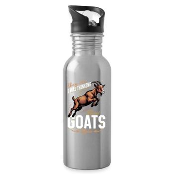 Funny Farm Animal Goat - Water bottle with straw - silver - Right