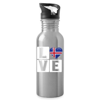 L Love Iceland Heart - Water bottle with straw - silver - Right