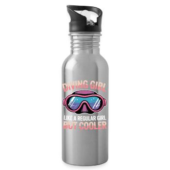 Diving Saying Girl Funny Diving Gift - Water bottle with straw - silver - Right
