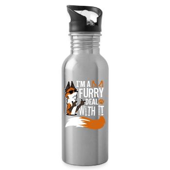 I'm A Furry Deal With It - Trinkflasche mit integriertem Trinkhalm - Lightsilver - Rechts