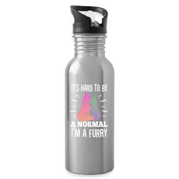 It's Hard To Be A Normal I'm A Furry - Trinkflasche mit integriertem Trinkhalm - Lightsilver - Rechts