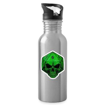 Mystic D20 Cube with Skull – Fantasy - Water bottle with straw - silver - Right