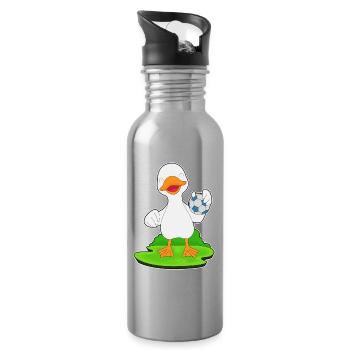 Duck Handball Player Handball - Water bottle with straw - silver - Right