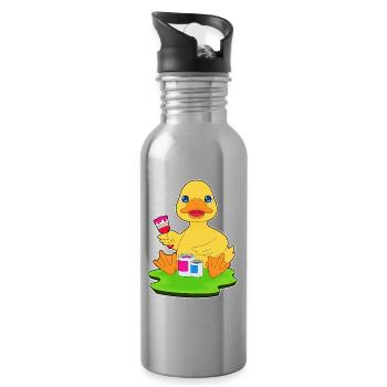 Peinture au pinceau Duck Painter - Gourde avec paille intégrée - argent clair - Droite