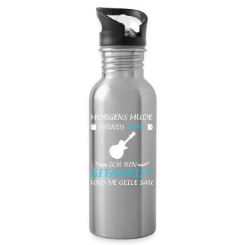 Guitar Saying Band Musical Instrument Electric Guitar - Water bottle with straw - silver - Right