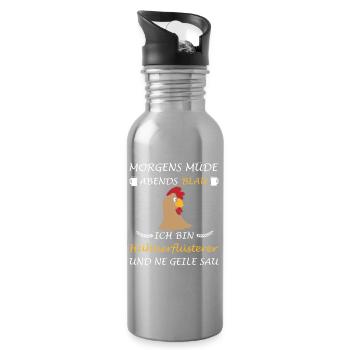 Poulets Poulet Chuchotement Poulet Ferme Dire Poulet - Gourde avec paille intégrée - argent clair - Droite