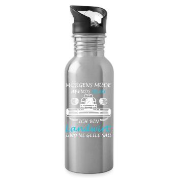 Farmer Agriculture Tractor Tractor Driver - Water bottle with straw - silver - Right