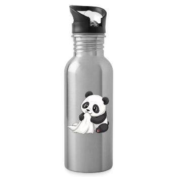 Baby Panda mit Schnuffeltuch – Süßer Cartoon - Trinkflasche mit integriertem Trinkhalm - Lightsilver - Rechts