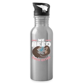 Seeotter Wir Brauchen Jeden Otter - Trinkflasche mit integriertem Trinkhalm - Lightsilver - Rechts