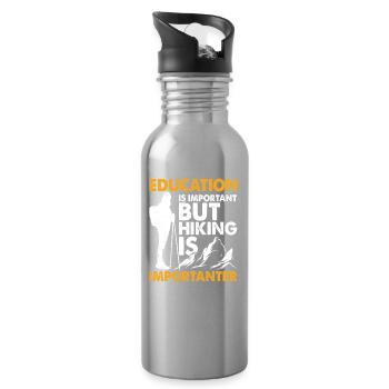 Hiking Is Importanter Funny Education Joke - Water bottle with straw - silver - Right