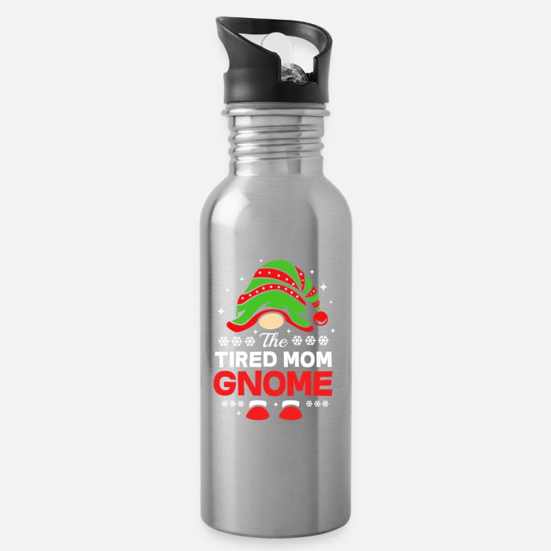 Gnom Mutter Mama - Trinkflasche mit integriertem Trinkhalm - Lightsilver