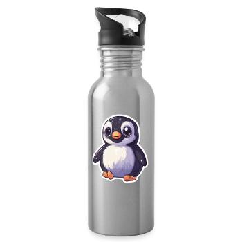 Pingouin - Gourde avec paille intégrée - argent clair - Droite
