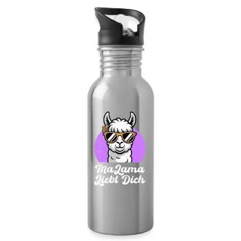 Bald Mama MALAMA LIEBT DICH Lustiges - Trinkflasche mit integriertem Trinkhalm - Lightsilver - Rechts
