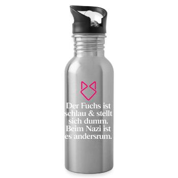 Gegen Rechts - Trinkflasche mit integriertem Trinkhalm - Lightsilver - Rechts