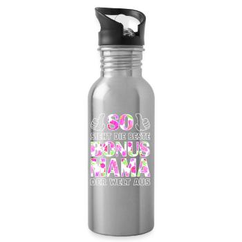 Bonus Mama Mutter Stiefmutter Muttertag Geschenk - Trinkflasche mit integriertem Trinkhalm - Lightsilver - Rechts