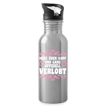 Bachelor Party Team Bride Hen Party - Water bottle with straw - silver - Right