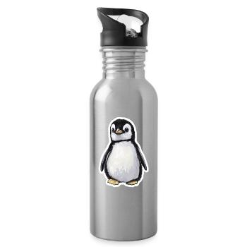 Pingouin - Gourde avec paille intégrée - argent clair - Droite