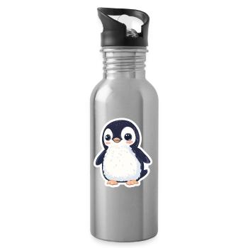 Pingouin - Gourde avec paille intégrée - argent clair - Droite
