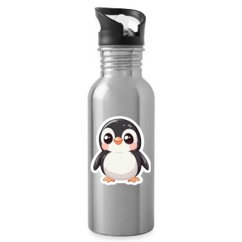 Pingouin - Gourde avec paille intégrée - argent clair - Droite